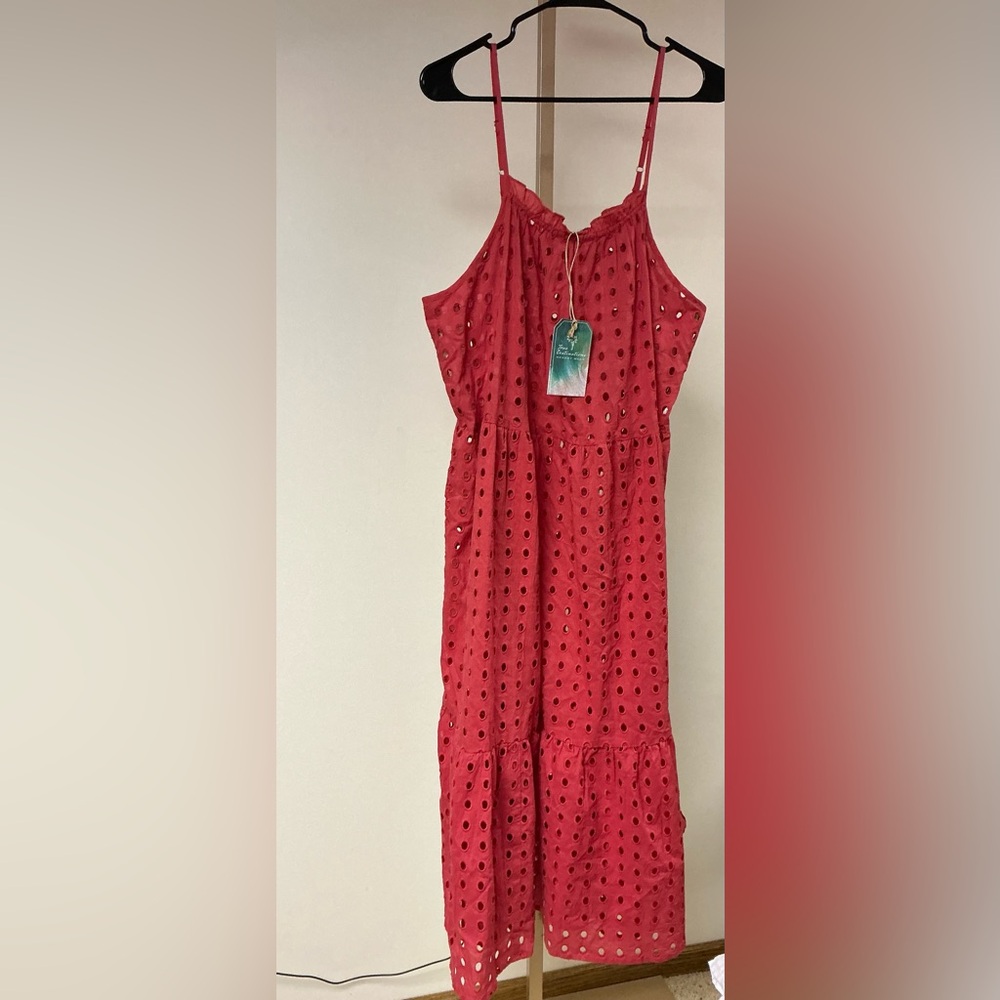 NWT True Destination Red Eyelet Dress